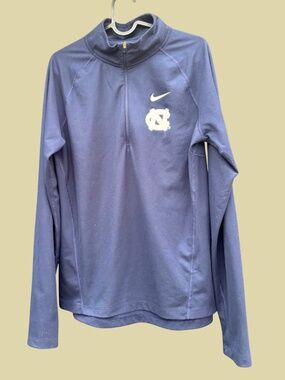 3/4 Zip Nike UNC / Tar Heel Navy Blue DriFit Shirt, Medium